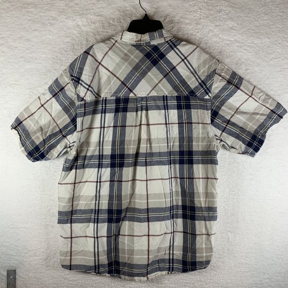 KAVU Shirt Mens 2XL Multicolor Plaid Cotton Short Sleeve Button-Up Collared 6592 - Picture 2 of 8